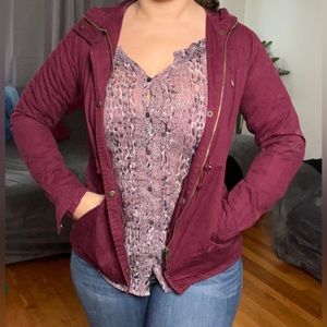 Burgundy coat caridad ambiance